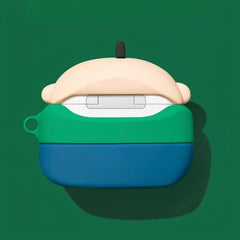 6″ Green Silicone AirPods Case - Cute Funny Knee-Hugging Guy Theme