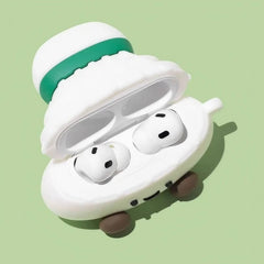 6″ White Silicone AirPods Case - Smiley Face Badminton Shuttlecock