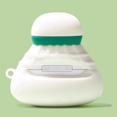 6″ White Silicone AirPods Case - Smiley Face Badminton Shuttlecock
