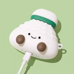 6″ White Silicone AirPods Case - Smiley Face Badminton Shuttlecock
