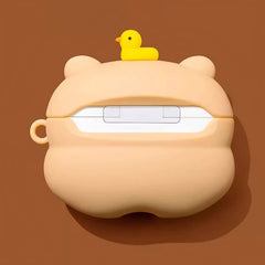 AirPods Case  Beige Silicone Capybara Cute Funny