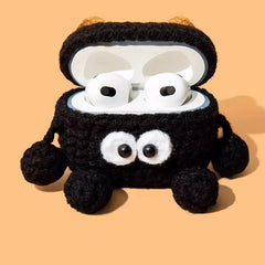 Black Knit AirPods Case - 5″ Cute Coal Ball Sprite Design
