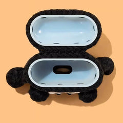Black Knit AirPods Case - 5″ Cute Coal Ball Sprite Design