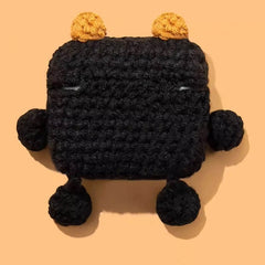 Black Knit AirPods Case - 5″ Cute Coal Ball Sprite Design