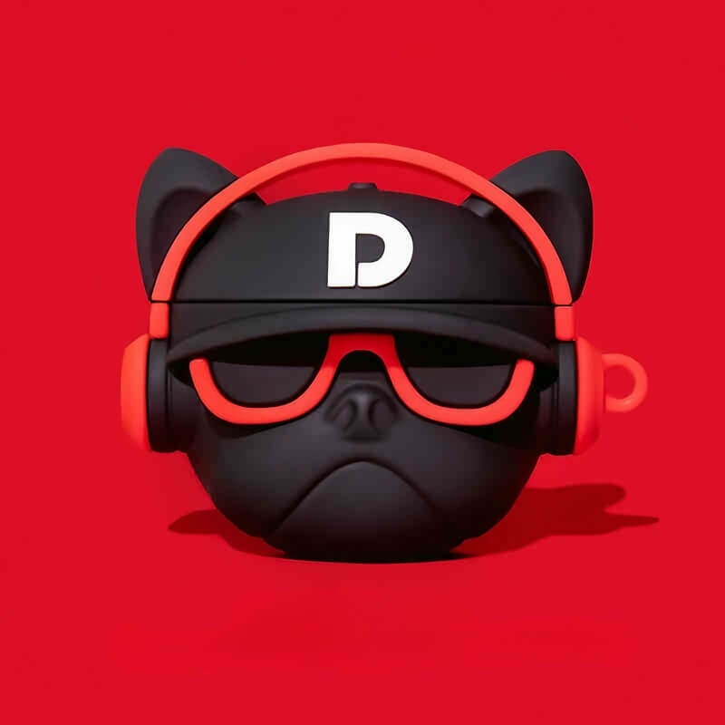 Black Silicone AirPods Case - Coolest Hip-Hop Bulldog Theme