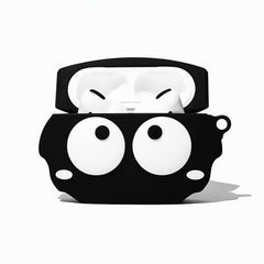 Black Silicone AirPods Case 3″ - Cartoon Coal Sprite Germination Pendant