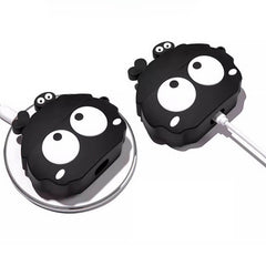 Black Silicone AirPods Case 3″ - Cartoon Coal Sprite Germination Pendant