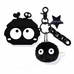 Black Silicone AirPods Case 3″ - Cartoon Coal Sprite Germination Pendant
