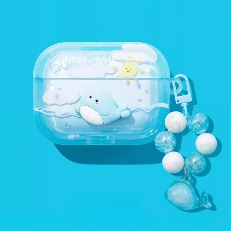 Blue  AirPods Case Silicone Dolphin Cute Funny
