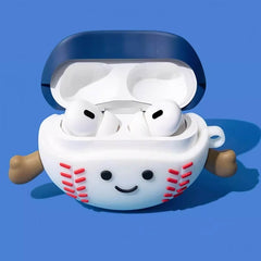 Blue Silicone AirPods Case 3″ - Funny Baseball Cartoon Pendant