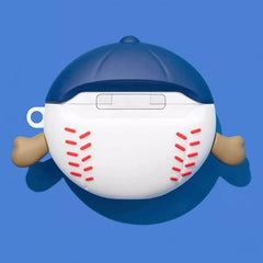 Blue Silicone AirPods Case 3″ - Funny Baseball Cartoon Pendant