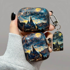 Blue  Silicone  AirPods Case  Artistic  Castle  Theme