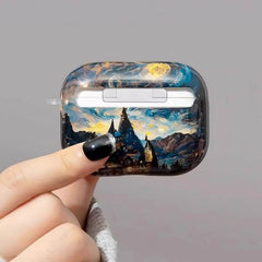 Blue  Silicone  AirPods Case  Artistic  Castle  Theme