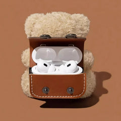Brown  Plush  AirPods Case  Bear  Cute  Funny