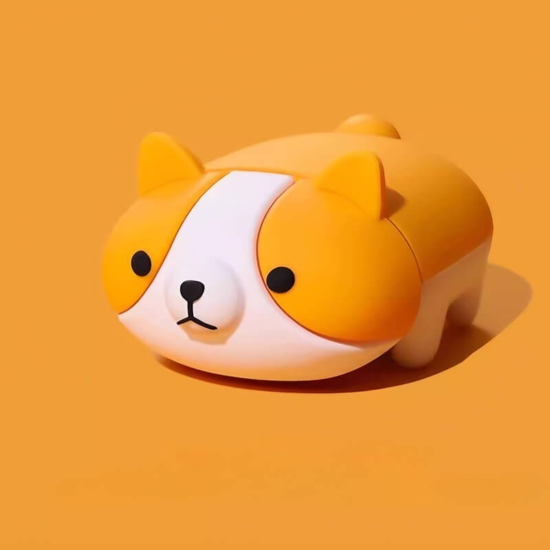 Brown Shiba Inu Theme 3″ Silicone AirPods Case - Cute Funny