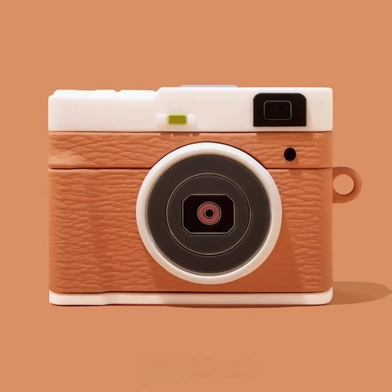 Brown Silicone 5″ AirPods Case - Camera Design, Cute & Funny