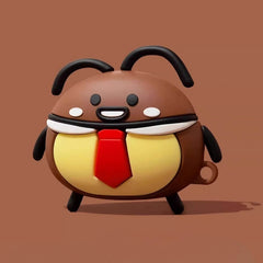 Brown Silicone AirPods Case 3″ - Cute Funny Tie Cockroach Theme
