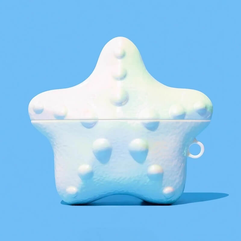 Colorful Starfish Themed AirPods Case - 5″ Silicone in Shimmering White