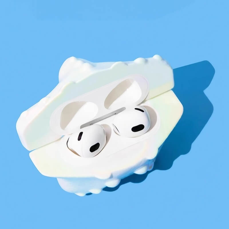 Colorful Starfish Themed AirPods Case - 5″ Silicone in Shimmering White Colorful Starfish Themed AirPods Case - 5″ Silicone in Shimmering White