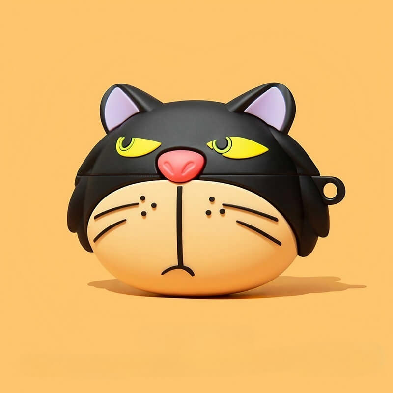 Coolest 6″ Lucifer Cat Design - Black Silicone AirPods Case