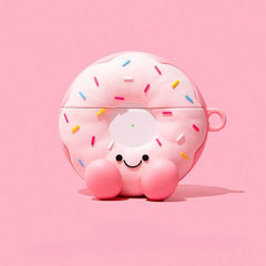 Cute Donut Themed 3″ Silicone AirPods Case - Pink