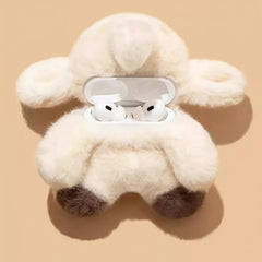 Cute Elephant Theme AirPods Case - Plush, Off-White 5″