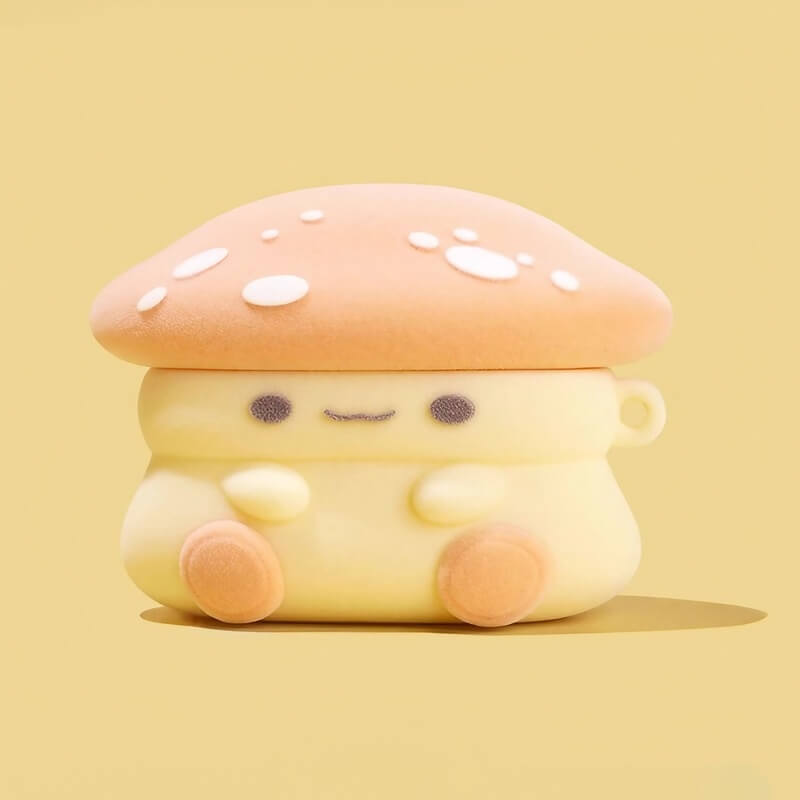 Cute Funny 12″ AirPods Case - Pink Velvet, Smiley Mushroom