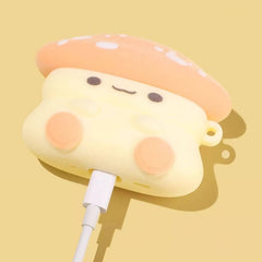 Cute Funny 12″ AirPods Case - Pink Velvet, Smiley Mushroom