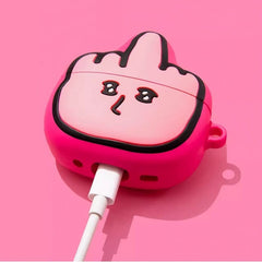 Cute Funny 3″ Pink Silicone AirPods Case - Giving the Finger Theme