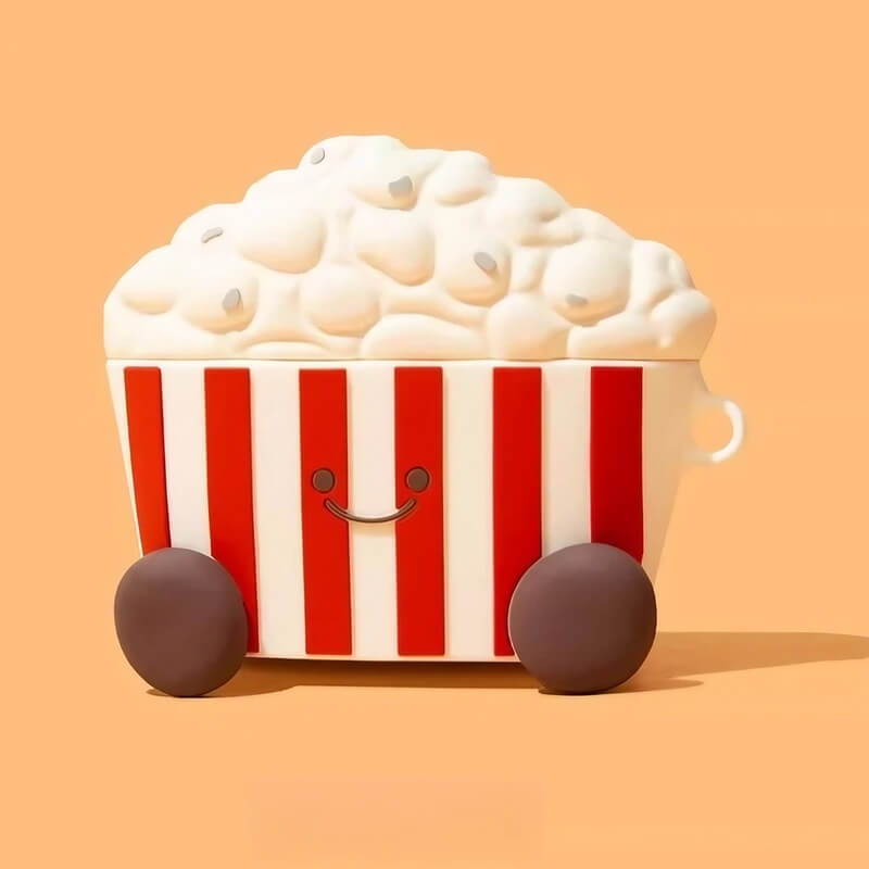 Cute Funny 3″ Red Silicone AirPods Case - Popcorn Theme