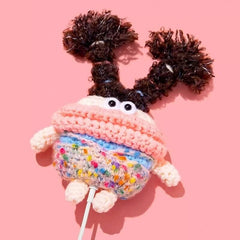 Cute Funny AirPods Case in Pink Knit - Floral Dress Sausage Lips Theme