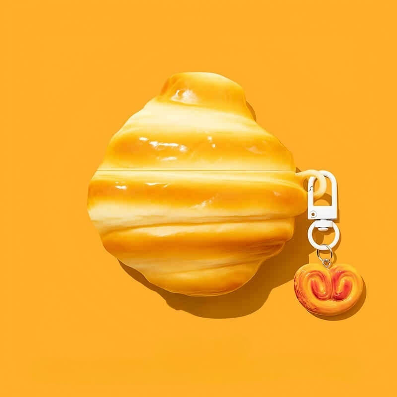 Cute Funny Croissant Silicone AirPods Case 3″ - Yellow