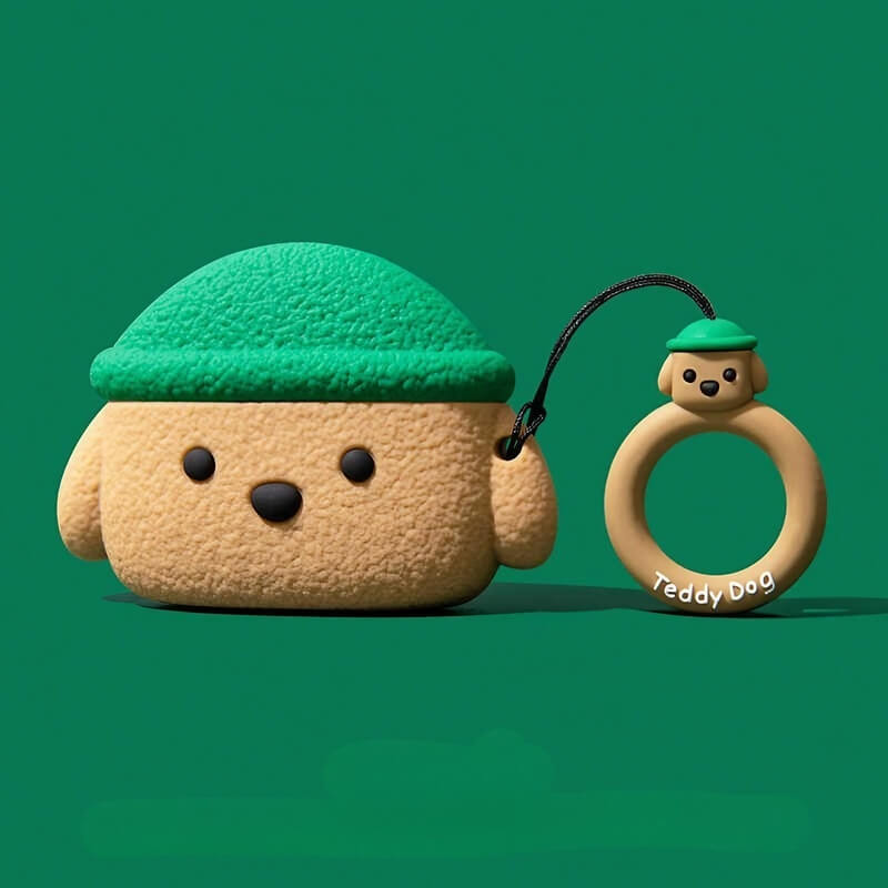Cute Funny Dog Theme AirPods Case 3″ - Silicone Green