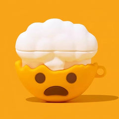 Cute Funny Emoji Silicone AirPods Case 3″ - Yellow Color