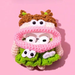 Cute Funny Green Knit 3″ AirPods Case - Curly-Haired Sausage Lips Girl