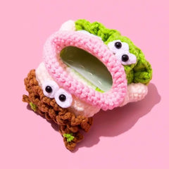 Cute Funny Green Knit 3″ AirPods Case - Curly-Haired Sausage Lips Girl