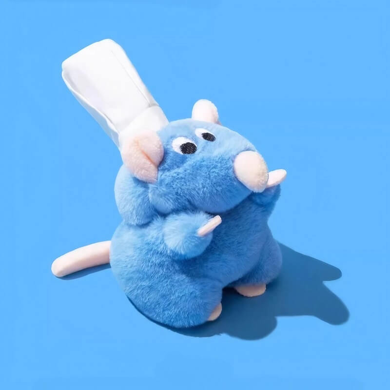 Cute Funny Mouse Chef AirPods Case 3″ - Blue Plush Material