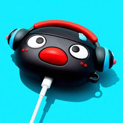 Cute Funny Penguin 3″ Black Silicone AirPods Headphone Case