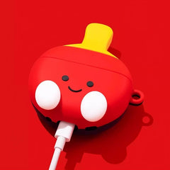 Cute Funny Red Silicone AirPods Case 3″ - Ping Pong Paddle Pendant