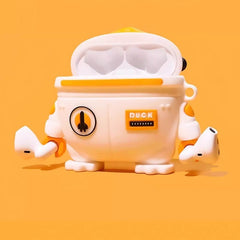 Cute Funny Space Duck Silicone AirPods Case - White 3.5″
