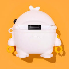 Cute Funny Space Duck Silicone AirPods Case - White 3.5″