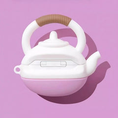 Cute Funny Teapot Themed 1″ Silicone AirPods Case - Purple