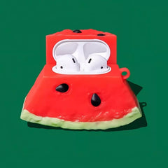 Cute Funny Watermelon Silicone AirPods Case 3″ - Red