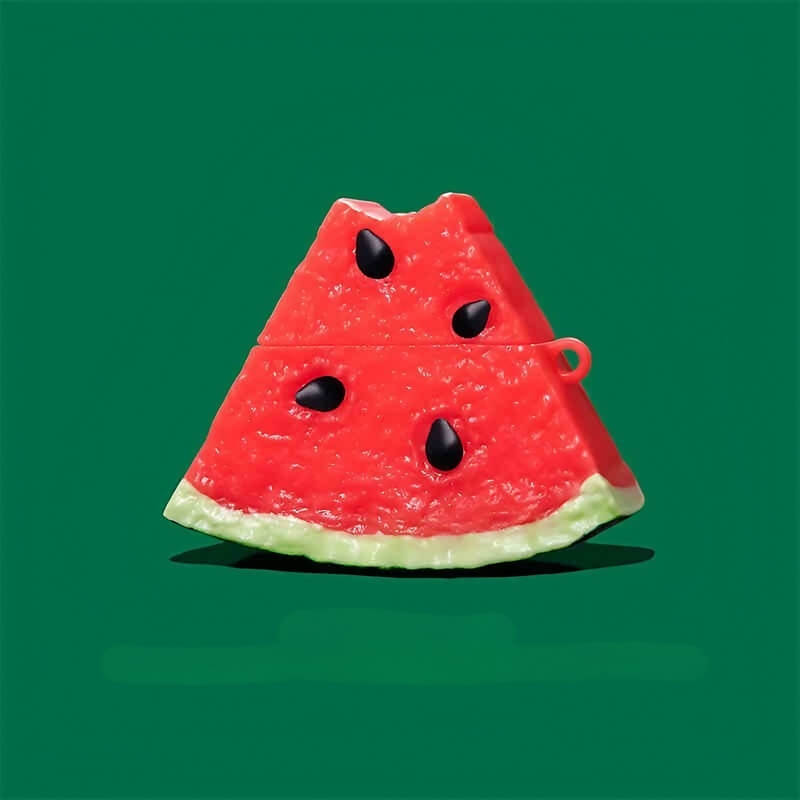 Cute Funny Watermelon Silicone AirPods Case 3″ - Red