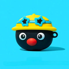 Cute Penguin 3″ Silicone AirPods Case - Yellow Hat, Black