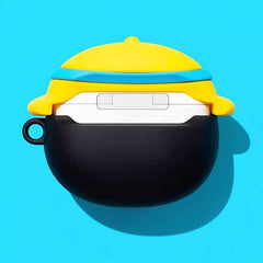 Cute Penguin 3″ Silicone AirPods Case - Yellow Hat, Black