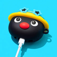 Cute Penguin 3″ Silicone AirPods Case - Yellow Hat, Black