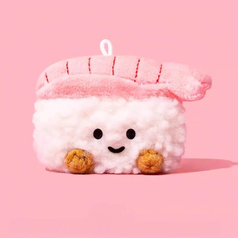 Cute, Pretty Pink Plush 5″ AirPods Case - Sushi Theme