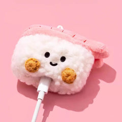 Cute, Pretty Pink Plush 5″ AirPods Case - Sushi Theme