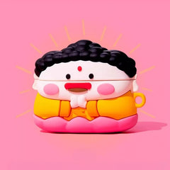 Cute & Funny Buddha Themed AirPods Case - Pink Silicone - 3″